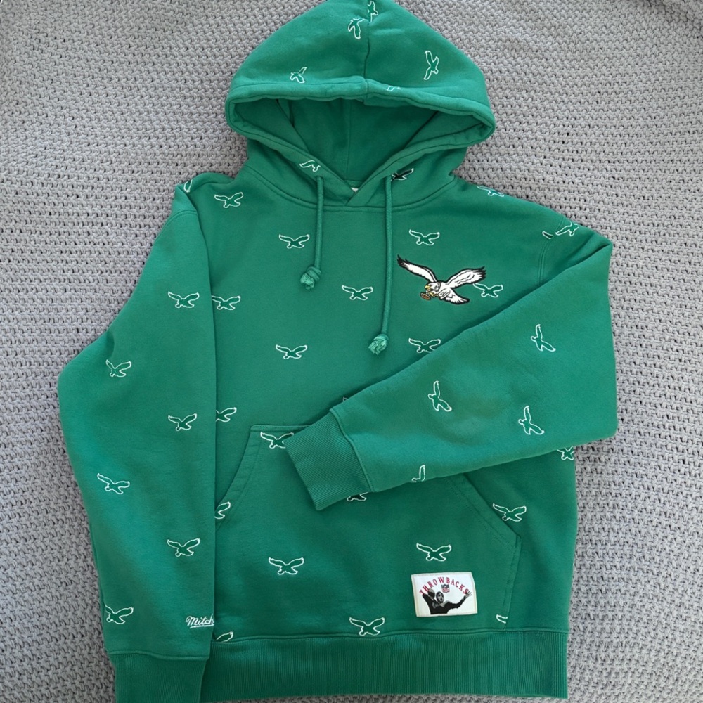 NFL Throwbacks Philadelphia Eagles Green Hoodie with Bird Design
